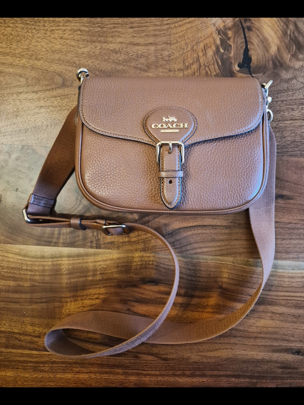 COACH Brown Pebbled Leather Crossbody Bag